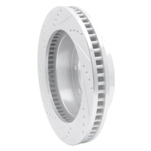 Cadillac DTS Brake Rotor (1) - Front Right - R1 Concepts - Drilled & Slotted - Silver - `06-`11